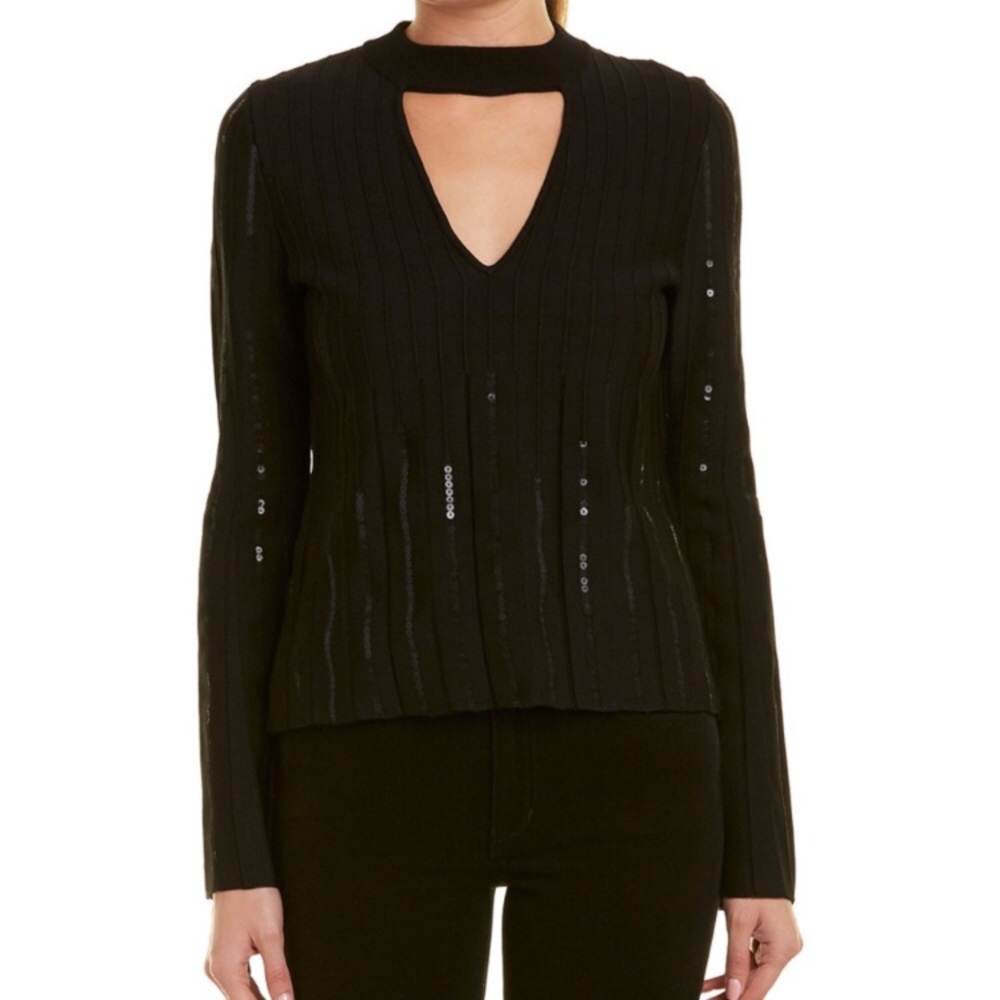 Jonathan Simkhai Black Sequined Cutout Top Small